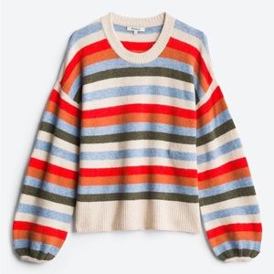 Madewell Calyse Balloon Sleeve Striped Oversized Sweater
